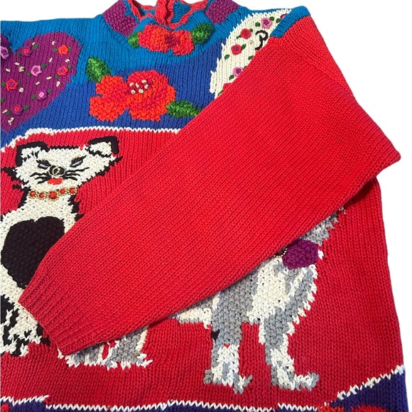 Vtg 90s 00s Studio Collection Cat Purrfect Day Knit Sweater Sz M Grandmacore - Picture 8 of 12